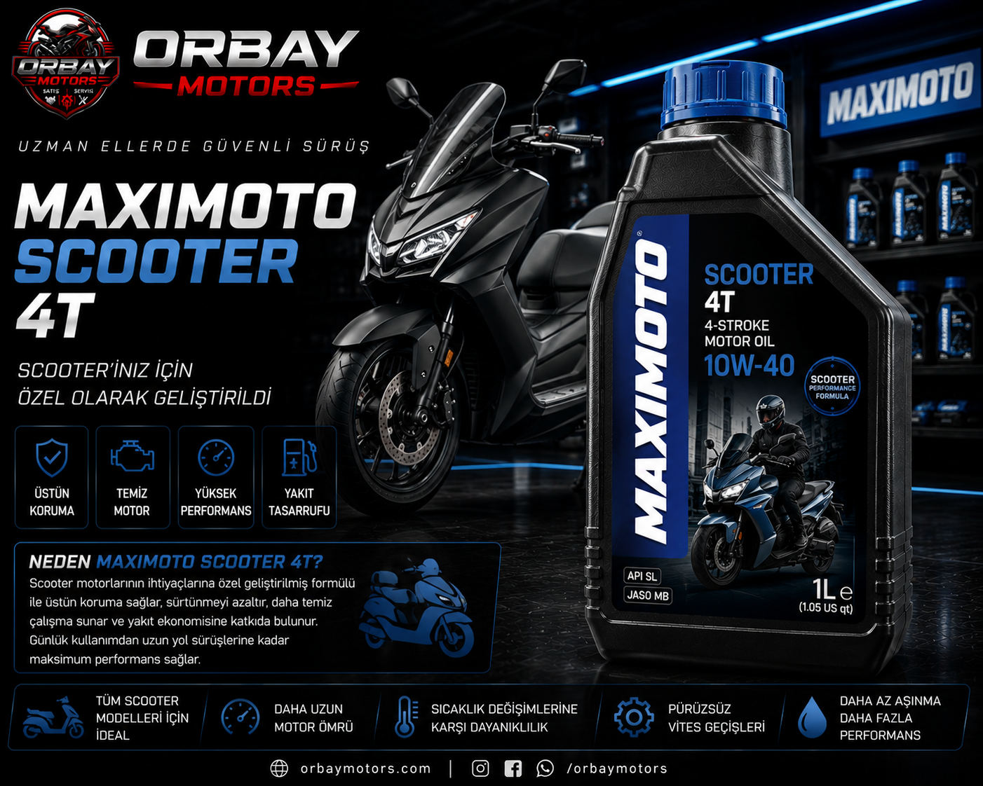 MaxiMoto Scooter 10w40 4T